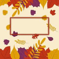 Temporada de otoño, banner web de hoja de otoño o diseño de plantilla de póster con marco vacío para texto, ilustración vectorial vector