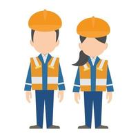 Ingenieros civiles, diseño plano de personajes de trabajadores de la construcción, ilustración vectorial vector