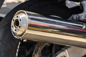 Close-up of a motorcycle exhaust pipe photo