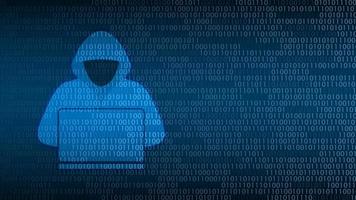 seguridad de la tecnología cibernética. hacker en pantalla digital, diseño de fondo de protección de red, ilustración vectorial