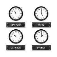 World time zone clock isolated on white background, vector illustration