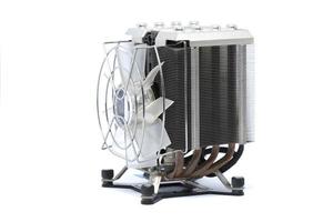 Cooler CPU fan with heat sink and cable isolated on white background