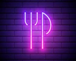 fork and knife icon in neon style vector