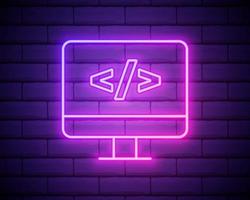 Coding neon Programming icon vector