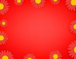 Red flowers wallpaper. Social media message vector background. Copy space for a text