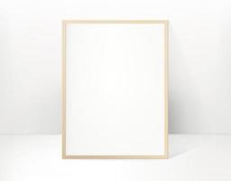 Wood picture or photo frame in bright interior. Template for design vector