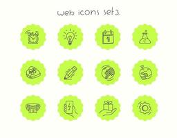 Doodle conjunto de iconos de vector aislado en blanco. iconos web set 3