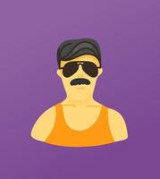 Sketchy style artistic character. Man with dark glasses vector