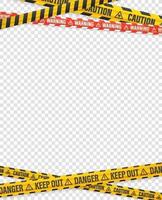 Warning tapes on transparent background. Vector design template