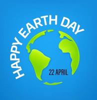 Happy Earth Day 22 of April vector banner with cute Earth map