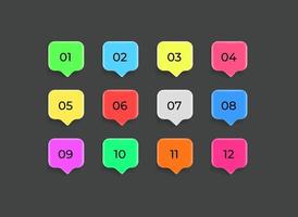 Color speech clouds with digits. Infographic vector bullets set