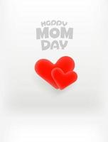 Tarjeta de vector de feliz día de mamá con dos corazones rojos composición vertical