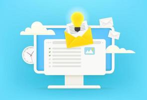 Answering concept. Receiving electronic mail via internet concept. 3d style cute vector illustration