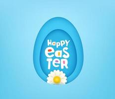 Happy Easter vector greeting card with papercut effect