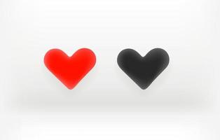 Red and black hearts vector clipart