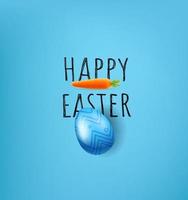 Happy Easter vector greeting card with carrot and color egg