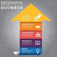 Info graphics step by step. Abstract business concept house in the form of arrow with 5 steps, options, parts, processes. Vector template for presentation and training.