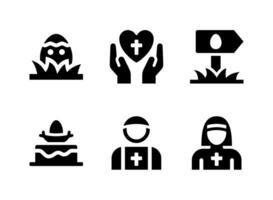 Simple Set of Easter Related Vector Solid Icons. Contains Icons as Praying Easter Cake, Priest, Nun and more.