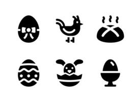 Simple Set of Easter Related Vector Solid Icons. Contains Icons as Easter Egg, Chicken, Bread, Bunny and more.