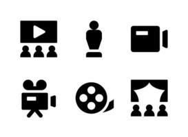 simple conjunto de iconos sólidos vectoriales relacionados con el entretenimiento. contiene iconos como trofeo, cámara, película, teatro y más. vector