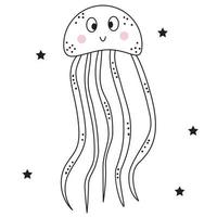 The marine animal is a jellyfish. Decorative underwater character with eyes and a smile.