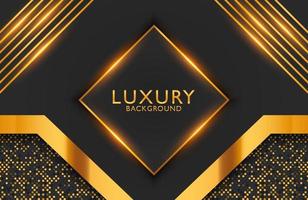 Luxury elegant background with black gold geometric shape and shimmering glitter pattern. Business presentation layout vector