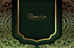 Luxury black and gold background banner with islamic arabesque dark green mandala ornament vector