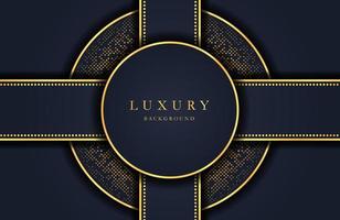 Luxury elegant background with golden element and dots particle on dark black surface. Business presentation layout vector