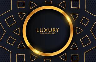 Abstract black geometric luxury background with gold element. Vector template for invitation, cover, background.