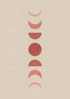 Mid century modern minimalist art print with organic natural shape. Abstract contemporary aesthetic background with geometric Moon phases. Boho wall decor. vector