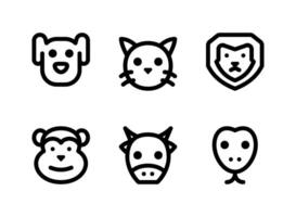 conjunto simple de iconos de líneas vectoriales relacionadas con animales. contiene iconos como perro, gato, león, mono y más. vector