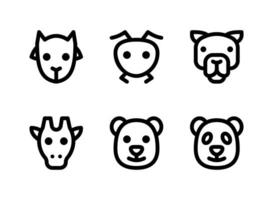 conjunto simple de iconos de líneas vectoriales relacionadas con animales. contiene iconos como cabra, hormiga, camello, jirafa y más. vector