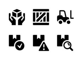 Simple Set of Logistic Related Vector Solid Icons. Contains Icons as Wooden, Forklift, Package Ready, Search Box and more.