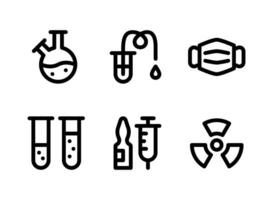 Simple Set of Laboratory Related Vector Line Icons. Contains Icons as Flask Tube, Chemical, Medical Mask, Vaccine and more.