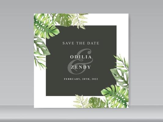 Wedding invitation cards with greenery floral design