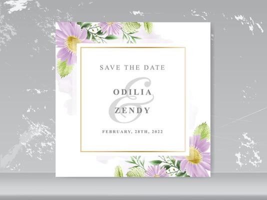 Wedding invitation cards with greenery floral design