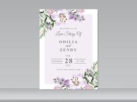 tarjetas de invitación de boda con diseño floral verde vector