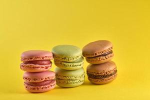 Stacks of macaroons with copy space photo