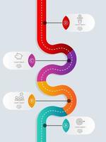 abstract way timeline infographics 4 steps template with business icon vector