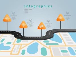 Business roadmap timeline infographics elements template with icons 4 steps vector