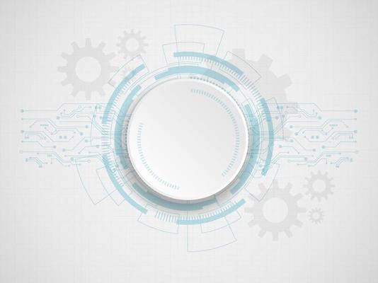 Hi tech circle and circuit technology with cog gear wheel background