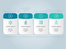 Horizontal business infographics template design with icons, 4 steps vector