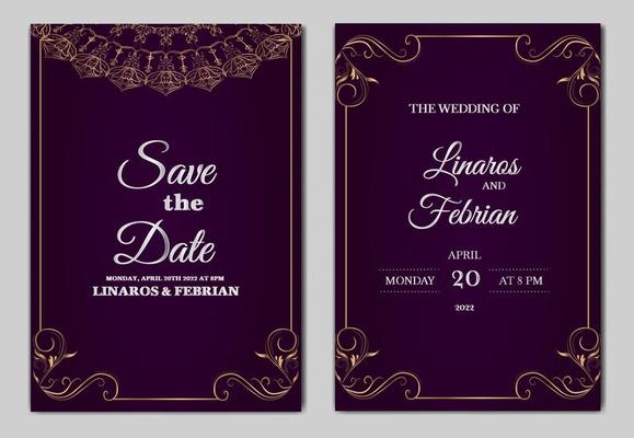 luxury beautiful wedding invitation card template set