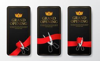 Elegant luxury grand opening social media stories template set vector