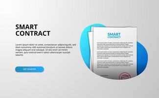 Smart contract file document landing page vector