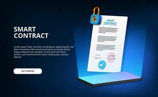 3d document file paper smart contract landing page vector