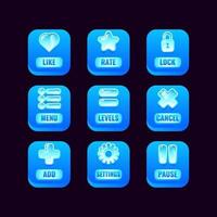 collection set of square ice buttons with jelly icons for game ui asset elements vector illustration