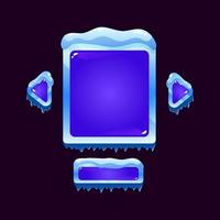 set of glossy winter ice jelly game ui board pop up for gui asset elements vector illustration