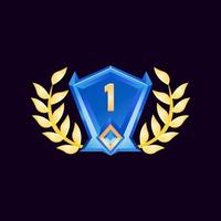 game ui glossy diamond rank badge medals with laurel wreath vector