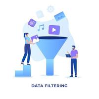 Flat illustration data filtering concept vector